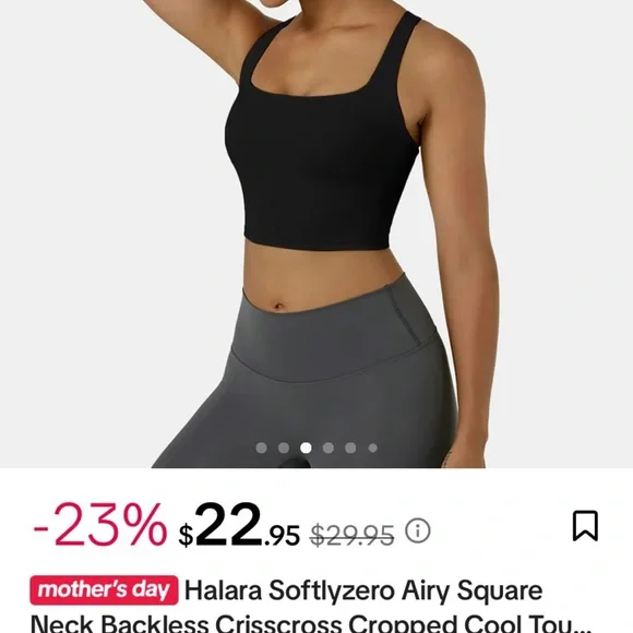 Halara Softlyzero Airy Square Neck Crisscross Back Cropped Cool Touch Sports Top - Picture 5 of 10